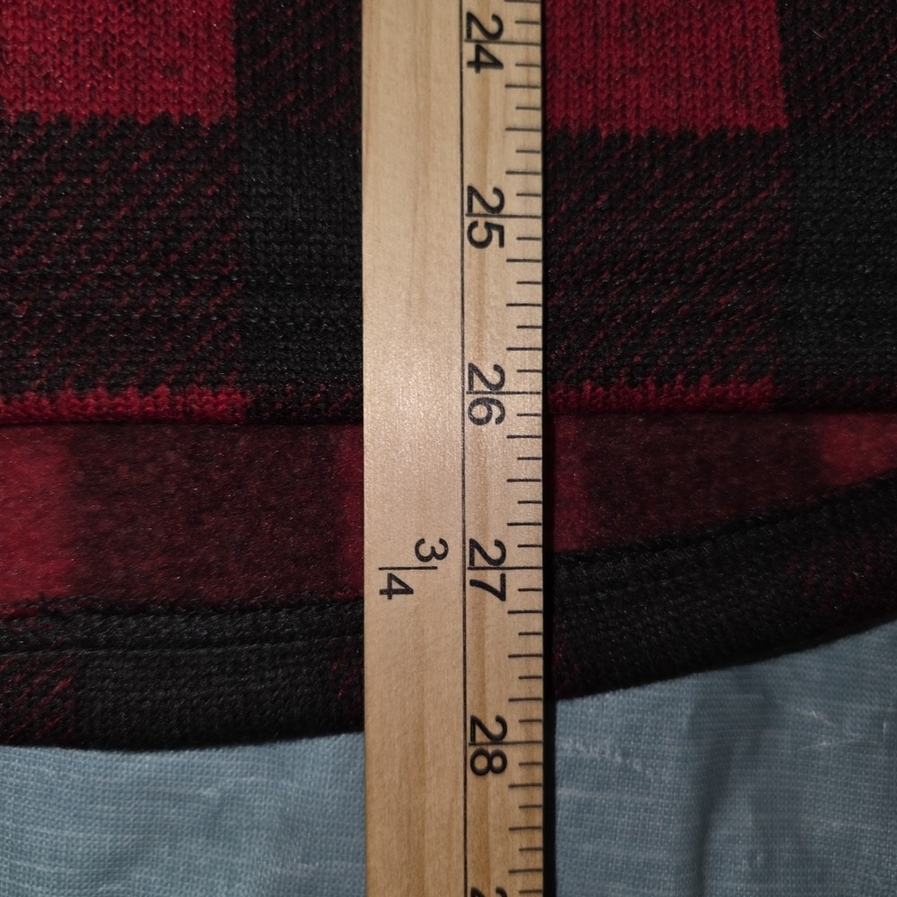 LL Bean Fleece Vest Red Black Buffalo Plaid Full Zip Size Small S Reg Womens - Picture 7 of 8